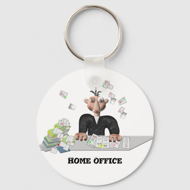 Home Office  , Personalized Button Keychain (Front)