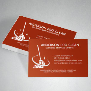 Home & Office Pro Cleaning Service Crimson Red Business Card