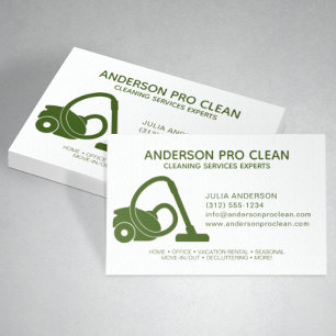 Home & Office Pro Cleaning Service Green Business Card