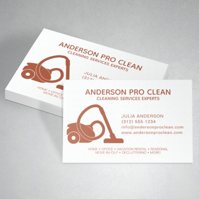 Home & Office Pro Cleaning Service Terracotta Business Card (Creator Uploaded)