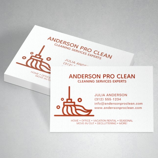 Home & Office Pro Cleaning Service Terracotta Business Card (Creator Uploaded)