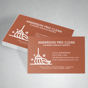 Home & Office Pro Cleaning Service Terracotta Business Card
