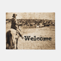 Home on the Range Vintage Cowboy and Cattle Herd