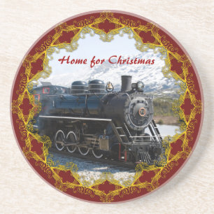 Home on the Train for Christmas Coasters