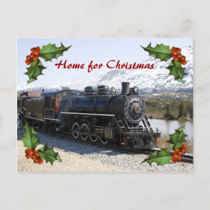 Home on the Train for Christmas Postcard