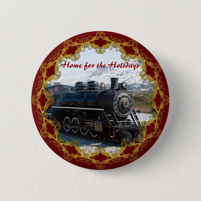 Home on the Train for the Holidays Button (Front)