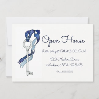 Home Open House Watercolor Skeleton Key Ribbon