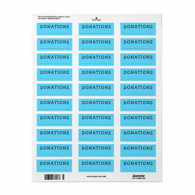 Home Organization Custom Donations Labels (Full Sheet)