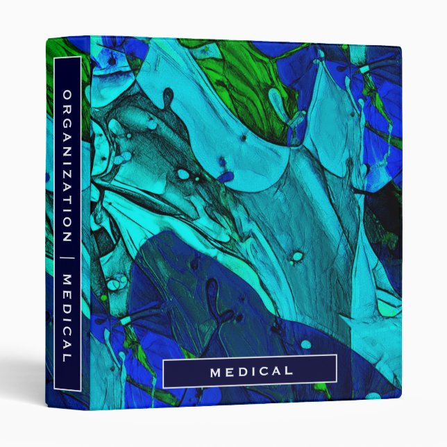 Home Organization | Medical | Blue Color Splash Binder (Front/Spine)