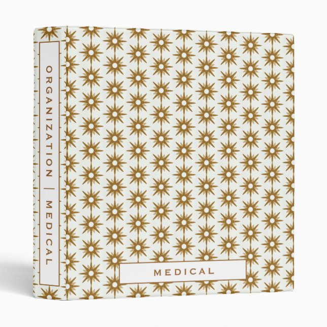 Home Organization | Medical | Gold & White Stars Binder (Front/Spine)
