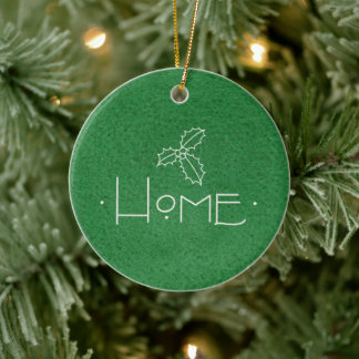HOME Ornament, WITH PERSONALIZED MESSAGE ON BACK  Ceramic Ornament