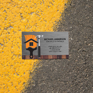 Home Paint Brush | Hammer | Builder Construction  Business Card