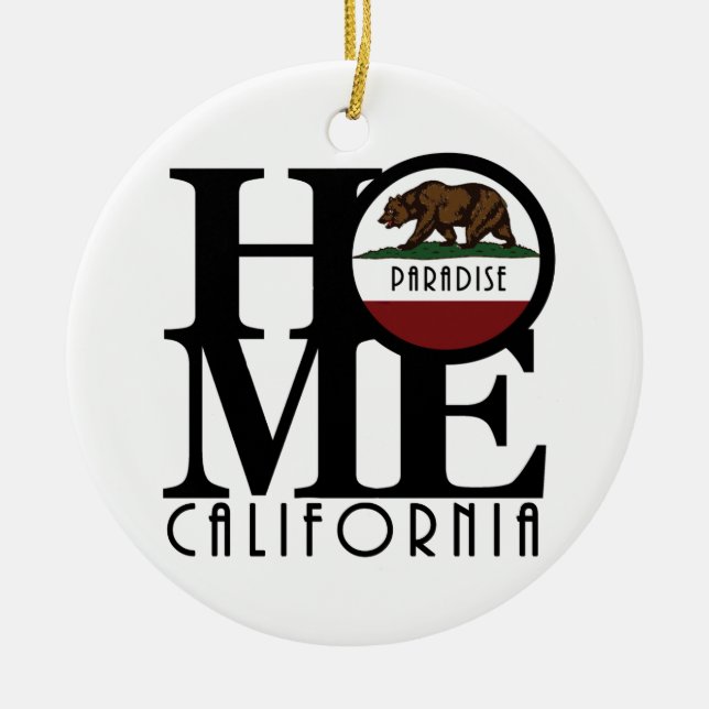 HOME Paradise California Ceramic Ornament (Front)