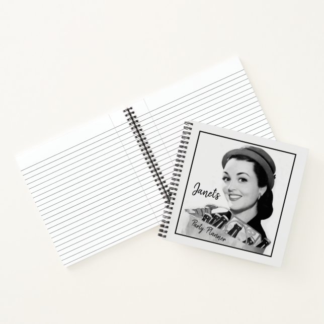 Home Party Planner Cute Mid-century Lady Notebook (Inside)