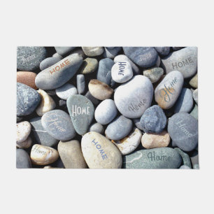 "Home" Pebble Unique Colourful Natural Beach Doormat