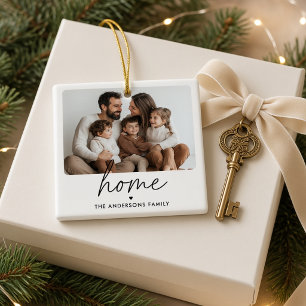 Home Personalized Family Photo Christmas Ceramic Ornament