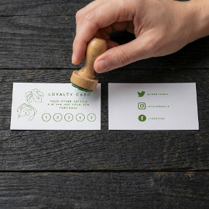 Home plant shop, modern green loyalty card.