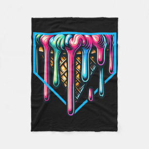 Home Plate Drip - Ice Cream Softll And Sell  Fleece Blanket