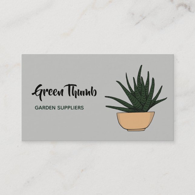 Home Potted Plants Doodle Art Business Card (Front)