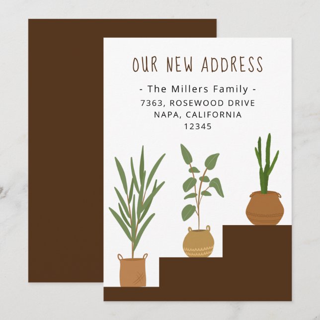 Home Potted Plants New Address Moving Announcement (Front/Back)