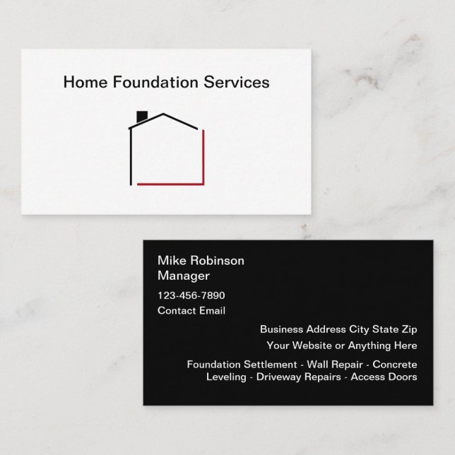 Home Property Foundation Réparer le Carte de visit (Devant / Derrière)