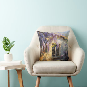 Home Purple Flowers Throw Pillow