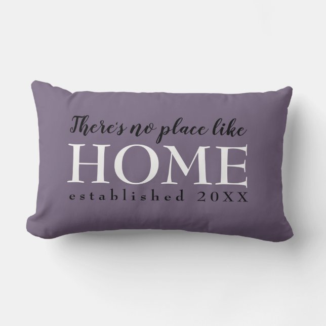 Home Quote Customized Year Established Purple Lumbar Pillow (Front)