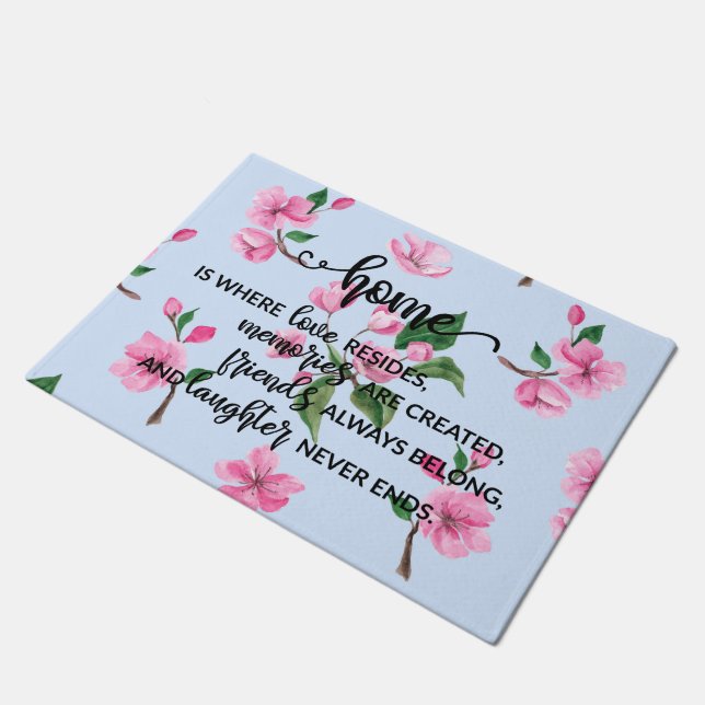 Home Quote | Pink Floral Doormat (Angled)