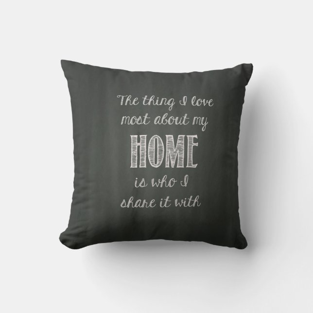 Home Quote Throw Pillow (Front)