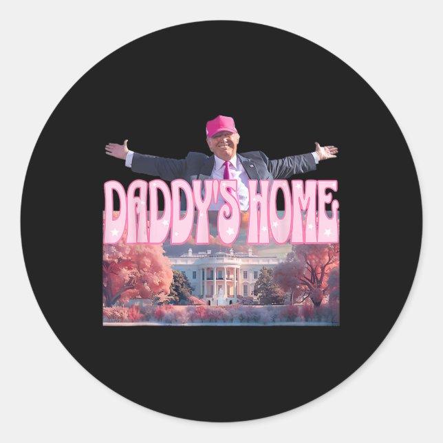 Home Real Donald Pink Preppy Edgy Good Man Trump  Classic Round Sticker (Front)