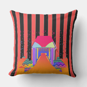 Home Red Black Stripes  Outdoor Pillow