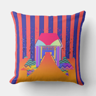 Home Red Blue Stripe Outdoor Pillow