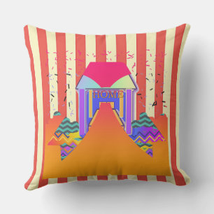 Home Red Stripes Outdoor Pillow