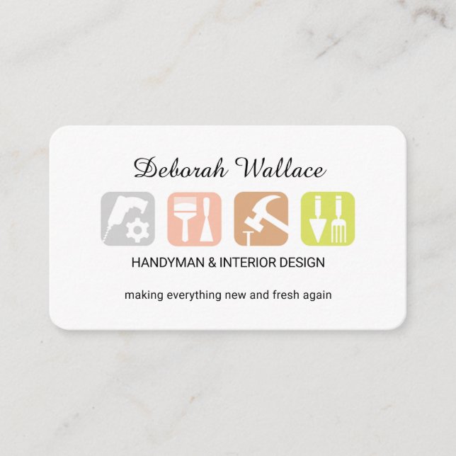 Home Repair Interior Design Tools Business Card (Front)