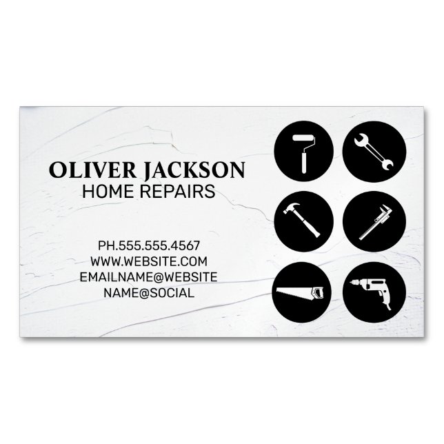 Home Repair | Tools | Handyman Magnetic Business Card (Front)