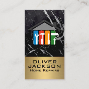 Home Repairmen Tools   Marble   Gold Metal Business Card
