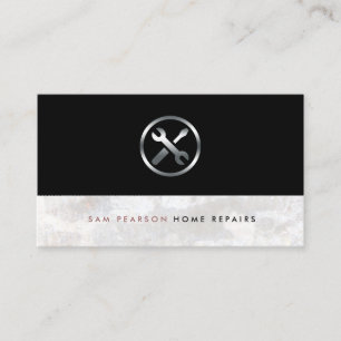 Home Repairs Bold Handyman Tools Icon Elegant Business Card