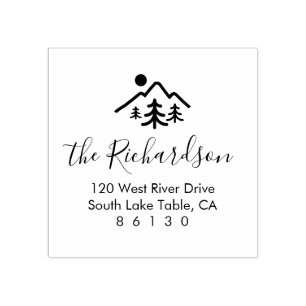 Home Return Address, Mountain Theme Rubber Stamp