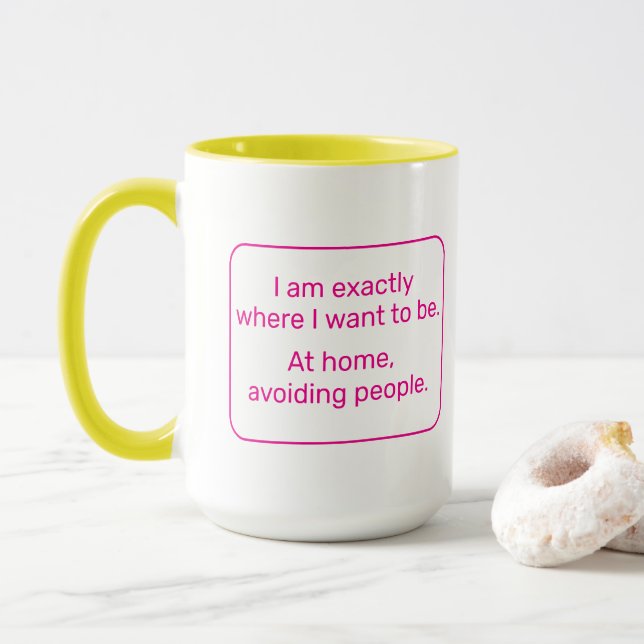 Home (right-handed, yellow / pink) mug (With Donut)