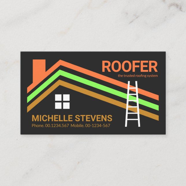 Home Roof Stripes Roofing Service Business Card (Front)