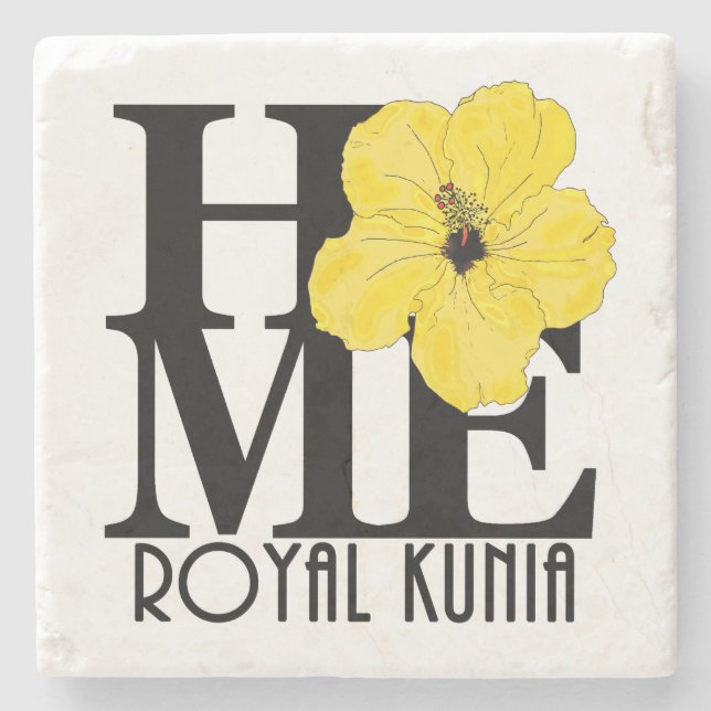 HOME Royal Kunia Yellow Hibiscus Stone Coaster (Front)