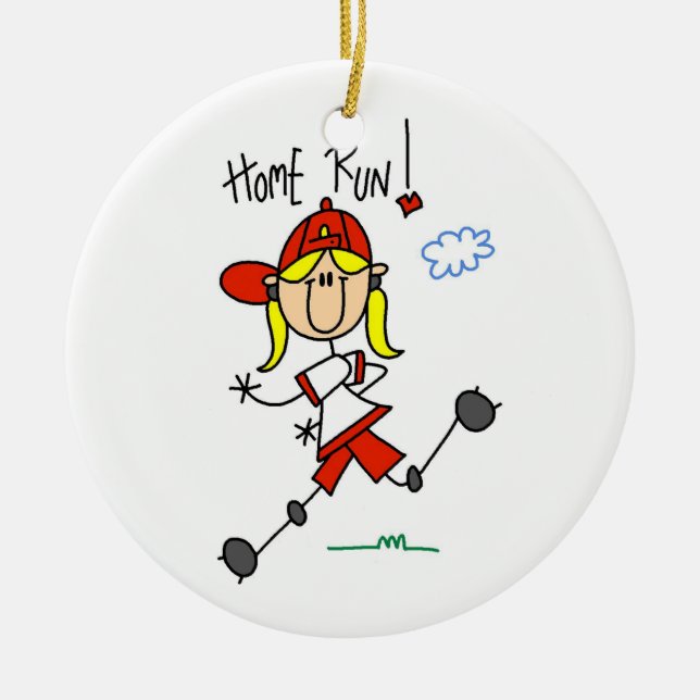 Home Run Girls Softball T-shirts and Gifts Ceramic Ornament (Front)