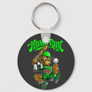 Home Run Monkey Baseball Keychain