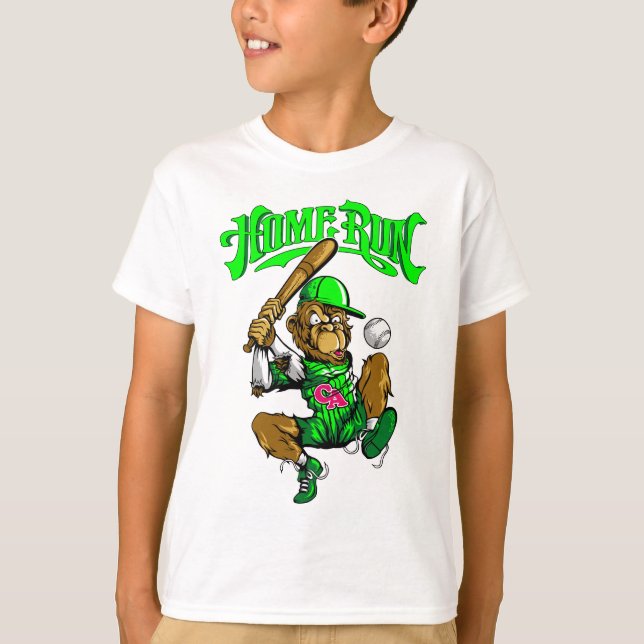 Home Run Monkey Baseball T-Shirt (Front)