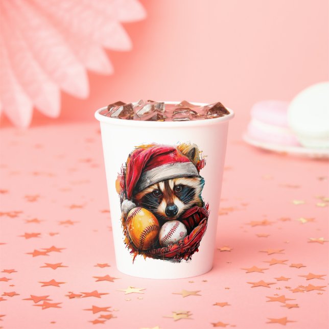 Home-Run Raccoon Ballgame Paper Cup (Insitu)
