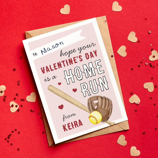 Home Run Softball Classroom Valentines Day Card (Creator Uploaded)