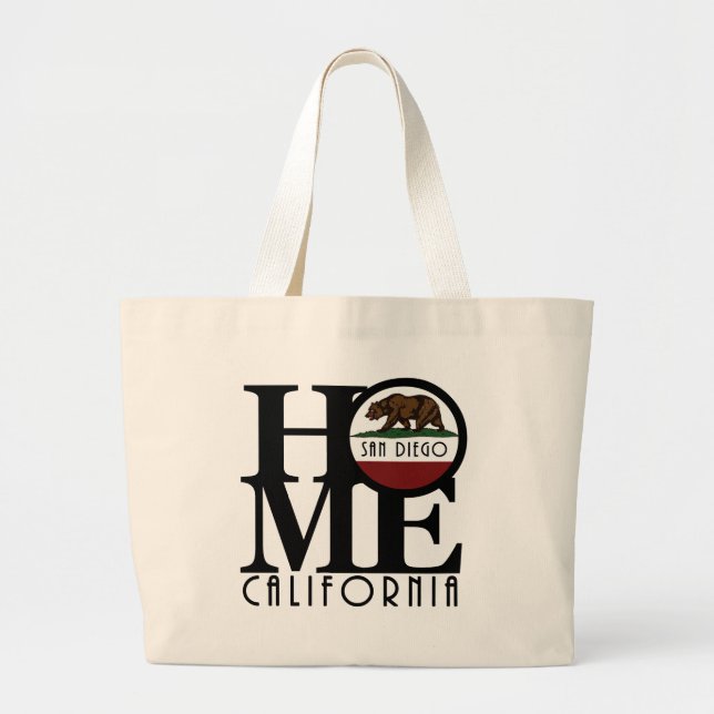 HOME San Diego California Large Tote Bag (Front)