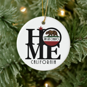 HOME San Luis Obispo California Ceramic Ornament