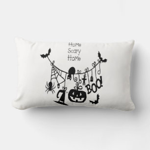 Home Scary Home Bats Pumpkin, Black Cat, Voodoo Lumbar Pillow