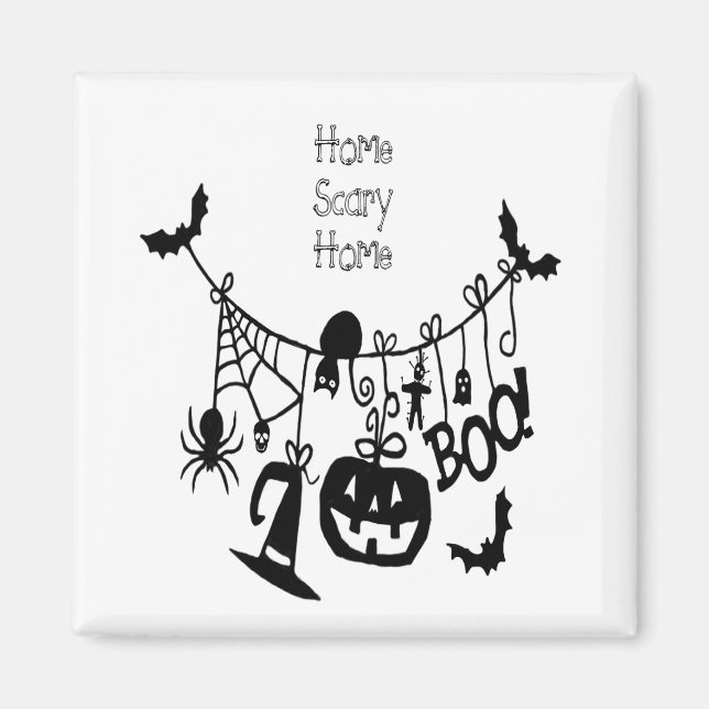 Home Scary Home Bats Pumpkin, Black Cat, Voodoo Magnet (Front)